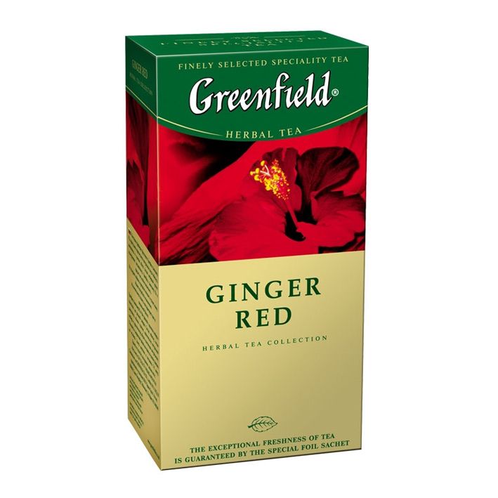 Чай GREENFIELD Ginger Red травяной с имбирём, 25 пакетиков