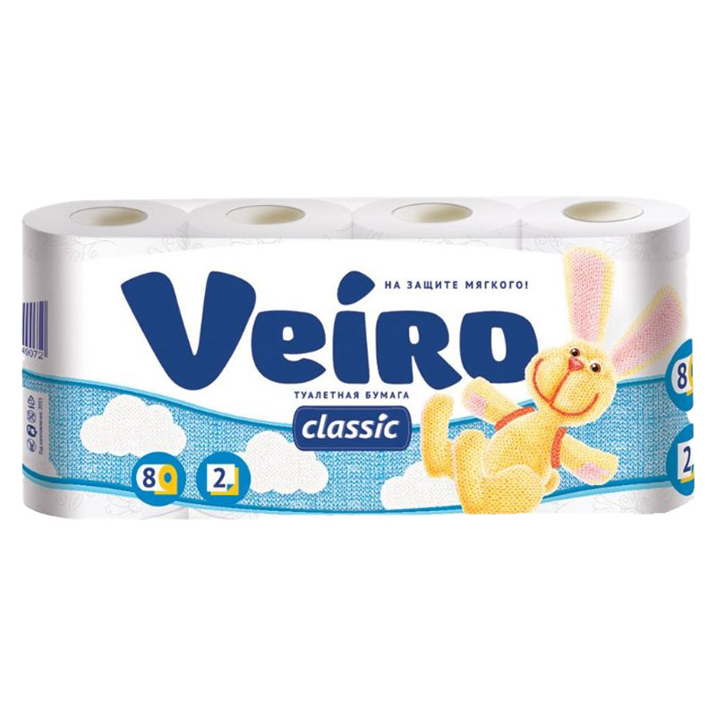 Туалетная бумага Linia VEIRO Classic Белая 2сл. (8шт в упак)