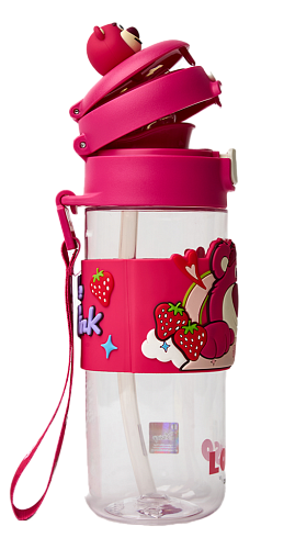 Бутылка для воды детская - LOTSO (Мишка), 600 мл, с трубочкой 