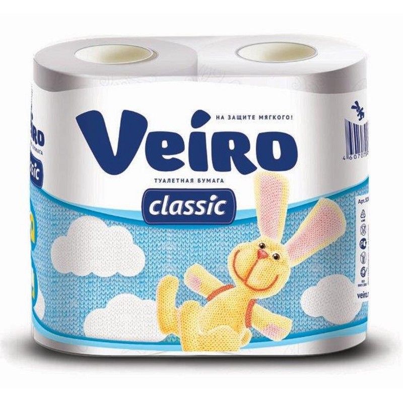 Туалетная бумага Linia VEIRO Classic Белая 2сл. (4шт в упак)